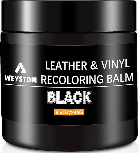 Leather Recoloring Balm - Black Leather Repair Kit for Furniture, Dye, Recolor, Renew, Repair & Restore Aged, Faded, Cracked, Peeling and Scuffed