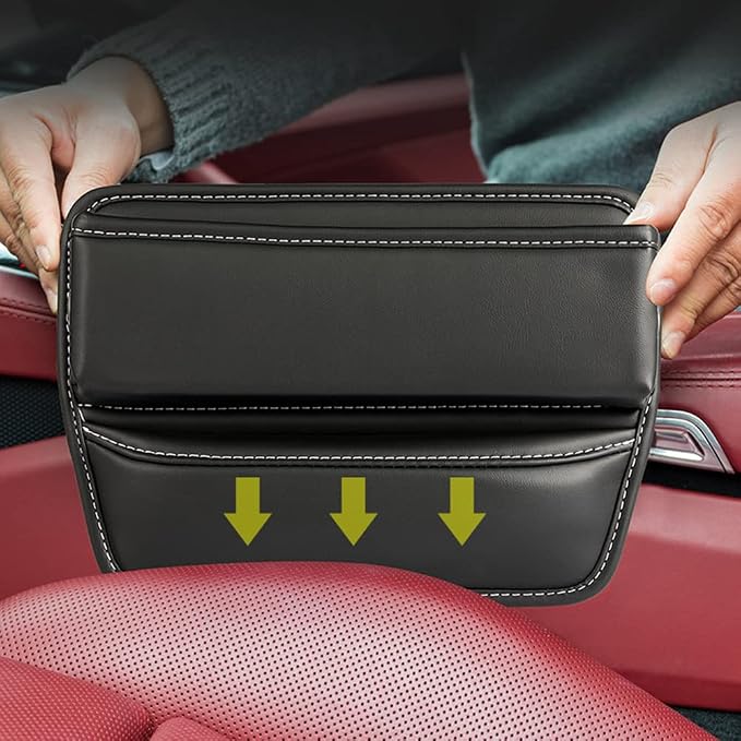 Riloer Car Organizers for Gap Leather Waterproof Car Seat Gap Fillers for Cars, Suvs, Trucks, Front Seat Gap Fillers for Phones, Keys, Cards, Glasses, Brown