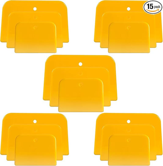 Body Filler Spreaders (Pack of 15) - 4, 5, 6 Inch Reusable Auto Body Plastic Filler Spreader Tool for Automotive Body Applying Fillers, Putties, Glazes, Caulks - Autobody Paint Repairs