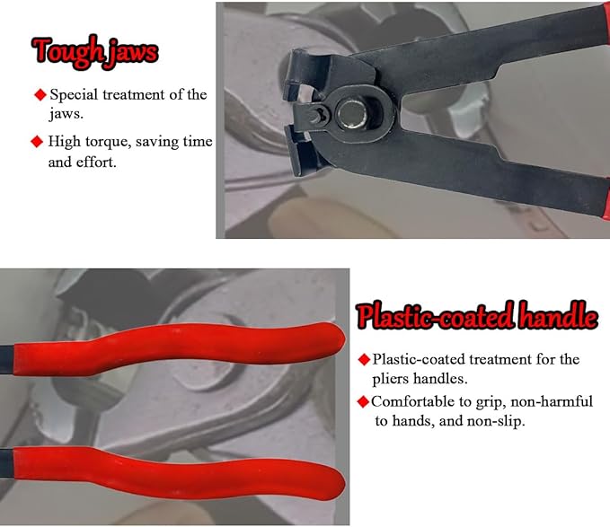 Zpana Car CV Boot Clamp Pliers Kit, Adjustable Vehicle Drive Shaft Joint Axle Boot Clamp Pliers Tool with 10 Stainless Steel Crimp Bands, Automotive Repair Tools Accessories, Universal Fit
