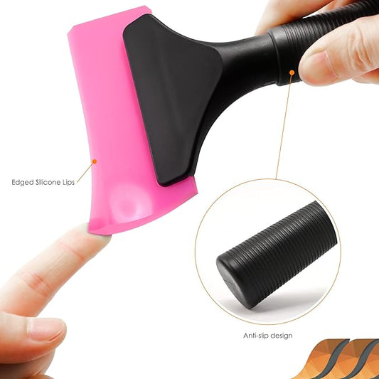 EHDIS Small Squeegee 5 inch Rubber Window Tint Windshield Scraper for Car,Glass, Mirror, Shower, Door,Bathroom Cleaning (Pink)