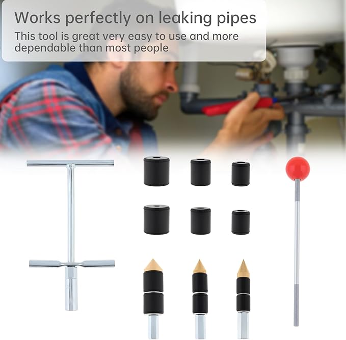 Pipe Water Stopper Kit Stainless Steel Pipe Water Stop Needle Home Improvement for Fast Water Line Pipe Repairs Plumbing Hot Melt Pin Jet Sweat Plumbing Kit Tool with Glove