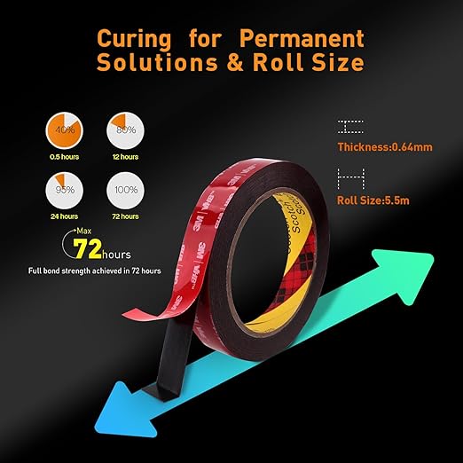 Double Sided Tape Heavy Duty Mounting Tape 3/4" x 18Ft Made of 3M 5925 Strong Adhesive Waterproof Foam Tape Perfect for Automotive Home Office Decor Indoor and Outdoor Walls (Pack of 2)