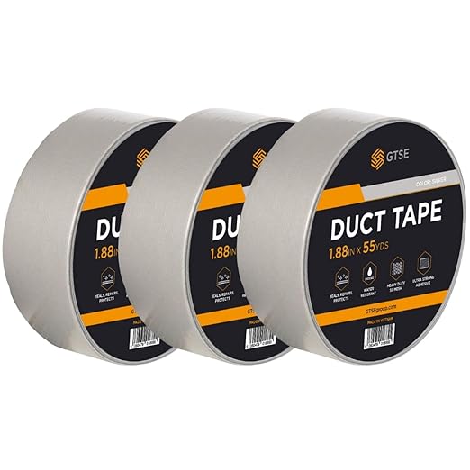GTSE Silver Duct Tape, 2 Inches x 55 Yards (164 ft), Heavy Duty, Waterproof Repair Tape for Indoor or Outdoor Use, 3 Rolls