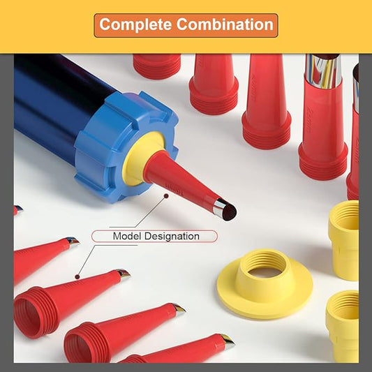 27 Pcs Caulking Finisher Kit, Reusable Caulking Nozzle Coating 15 Caulking Nozzle Applicators Caulking Tool Kit with 8 Connector Caulking Guns and 4 Grout Scraper for Bathroom Doors Windows