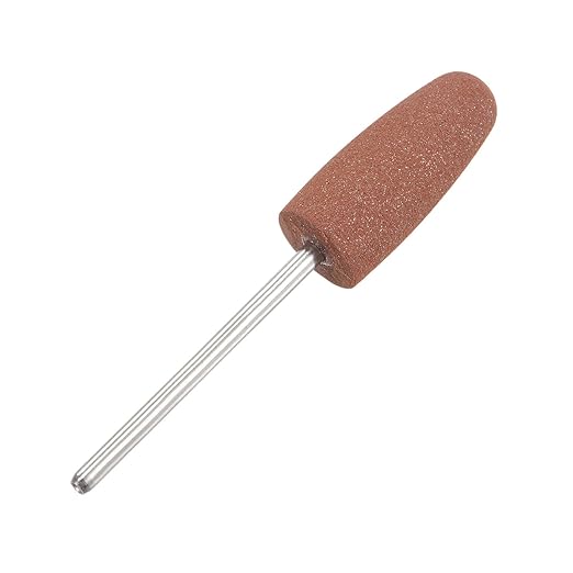 uxcell 80 Grits Abrasive Mounted Stone 2.35mm Shank 2/5"(10mm) Dia Conical Heads Stone Grinding and Polishing Wheels for Nail Polishing