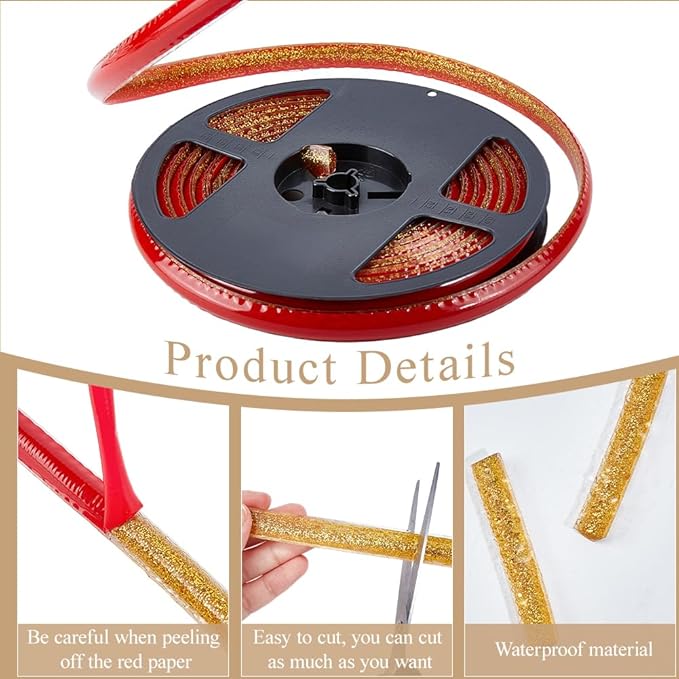 GORGECRAFT 5.5 Yard Ceramic Tile Gap Tape 0.6 Inch Self Adhesive Caulk Strip Gold Waterproof Caulking Strip Peel and Stick Tape Roll Floor Edge Sealant Trim for Kitchen Sink Stove Bathroom Bathtub