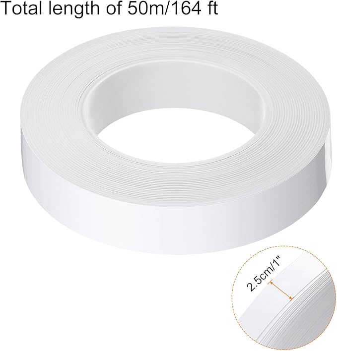HARFINGTON 2Pcs Floor Tiles White Foil Lines Metallic Mirror Tape 0.98" x164 Ft Self Adhesive Decor Floor Wall Seam Sticker Waterproof Gap Sealing Tape for Kitchen Bathroom Cabinet