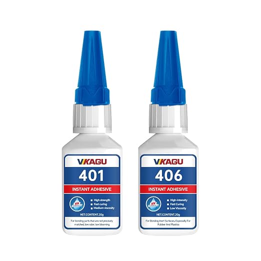 401 & 406 Instant Adhesive Super Glue 20g All-Purpose Universal Suitable for Plastic Wood Metal Rubber Leather 2 Pack