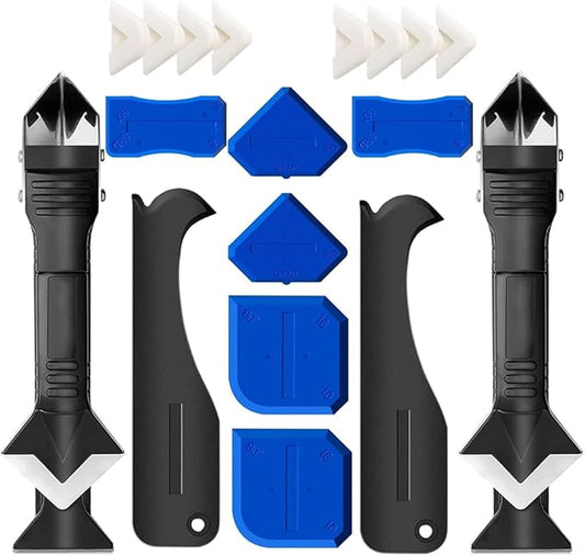 Silicone Caulking Tool, 3 in 1 Silicone Remover Multi Tool, Glazing Compound Finishing Tool, Caulk Remover Tool, for Bathroom,Kitchen,Floor,Window,Sink Joint,Frames Seal(2 sets)
