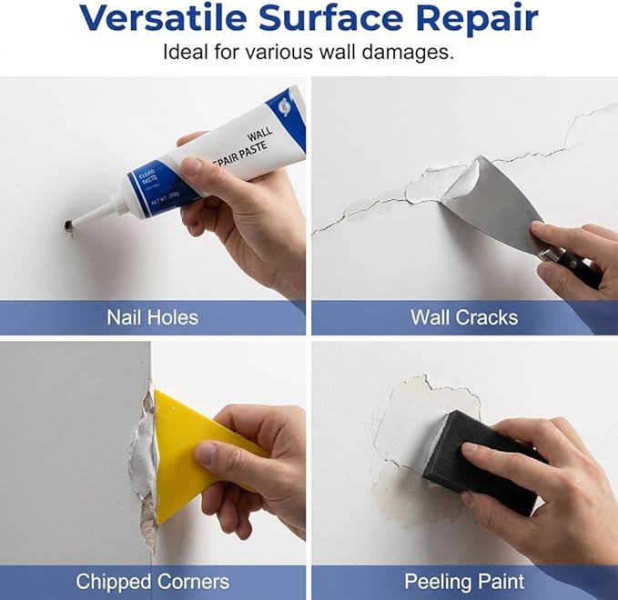 Efficient Drywall Repair Kit with Scraper, 2026 New Quick Drying Wall Mending Agent for Holes & Cracks for Holes, Cracks, Quick Easy Solution for Home Wall Efficient Patch Repair (2pcs)