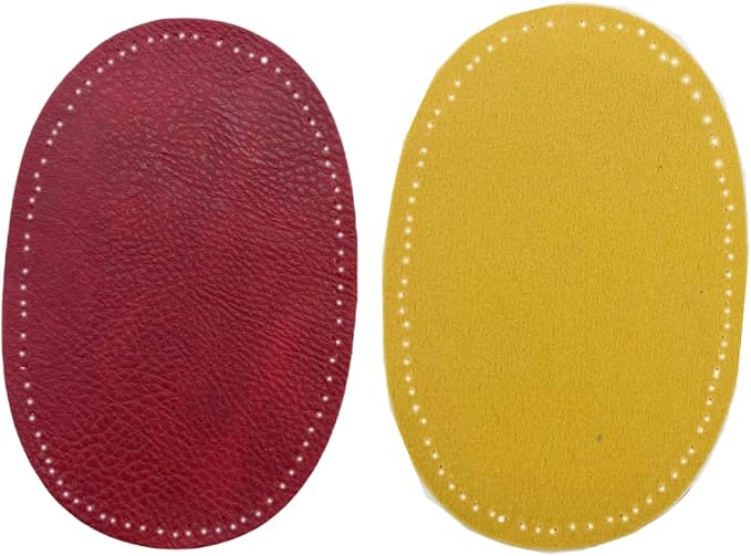 BeeSpring 2 Pieces Pu Leather Patch Sew on Patches Repir Elbow Knee for Clothes Clothing Accessories - Dark Red