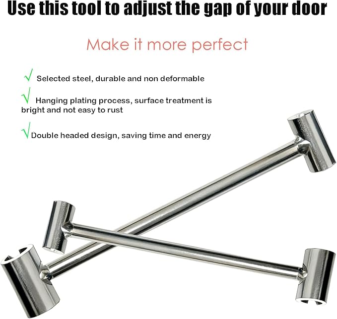 Door Hinge Gap Adjusting Wrench Tool, Upgraded Rolled Steel Door Hinges Adjustment Tool, 14-19mm Gap Adjusting Wrench, Rust-Proof Door Jamb Hinge Jig for Residential, Fire Doors, Light Sliver