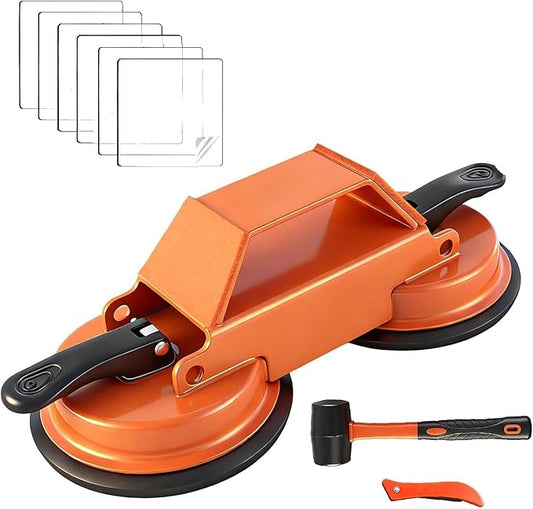 Floor Gap Repair Tool - Heavy Duty Plank Grabber Suction Cup & Slot Cutter Hammer, 6 Sticky Pads, Quick Lock Puller for Laminate/Vinyl/Hardwood Floors, Iron-Made(Large)