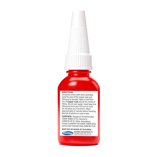 Copper Lock 10 ml, No Heat Liquid Solder for Copper, Brass & Yellow Metals, Instant Leak Proof Seal up to 500 PSI, -60°F to +300°F, Bonding Solution for Plumbing & HVAC (10-801)