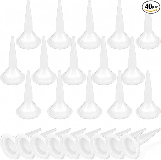 Outus 40 Pcs Caulking Nozzles Cones Nozzles Caulking Tips Replacement for Sausage Applicator Tool (White)