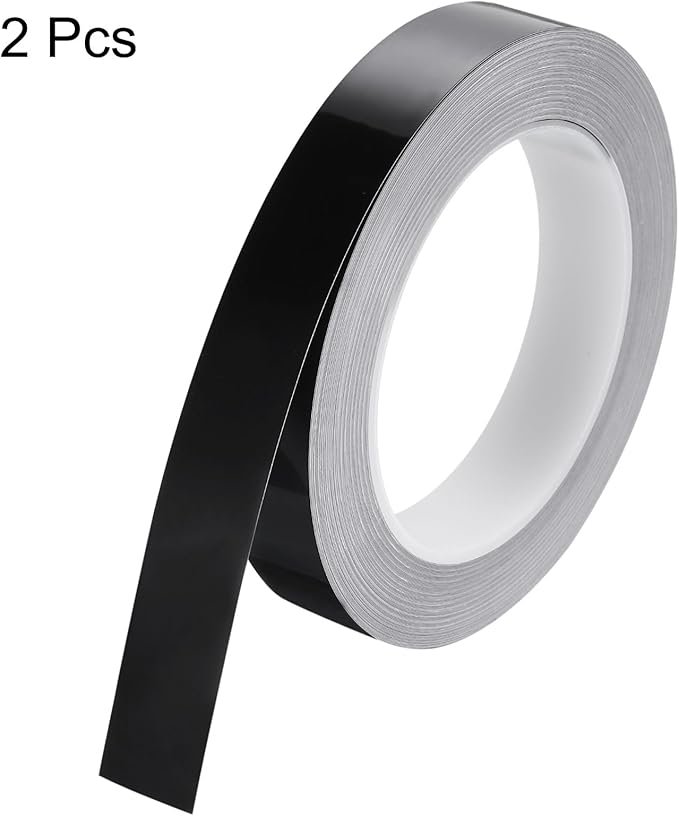 HARFINGTON 2Pcs Floor Tiles Black Foil Lines Metallic Mirror Tape 0.79" x82 Ft Ft Self Adhesive Decor Floor Wall Seam Sticker Waterproof Gap Sealing Tape for Kitchen Bathroom Cabinet