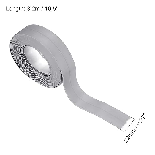uxcell Waterproof Seal Caulk Strip Tape Self Adhesive 0.87" W x 10.5'L PVC Sealing Tape for Kitchen Bathroom Grey