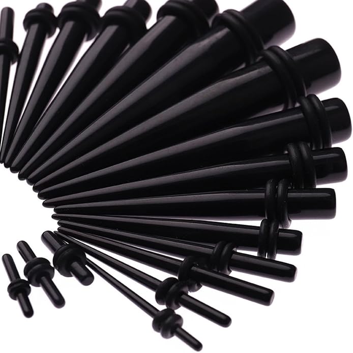 JieyueJewelry 50/54 Pieces Ear Stretching Kit 14G-00G Acrylic Tapers and Plugs + Silicone Tunnels - Ear Gauges Expander Set Body Piercing Jewelry