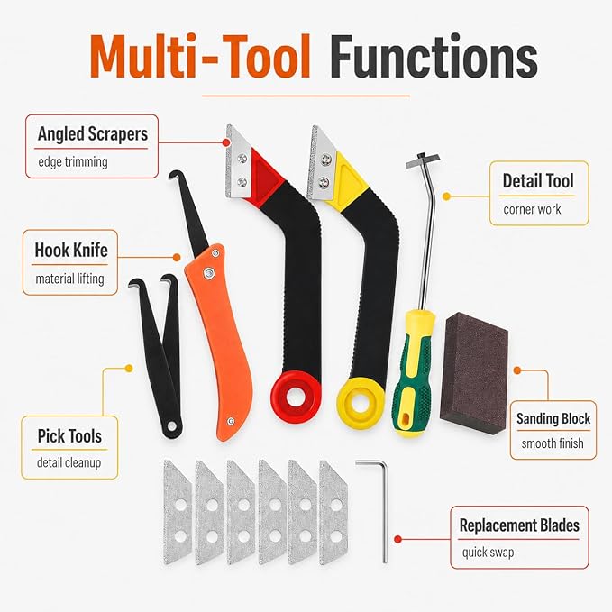 Grout Removal Tool Kit, 2 Saws with 6 Replacement Blades, Hand Grout Saw and 2 Cleaning Blades for Tile Gap Cleaning and Repair