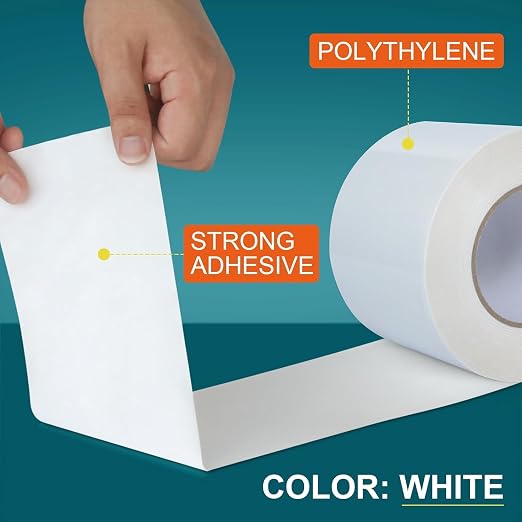 Golden Fox Vapor Barrier Tape, 4 Pack 4'' x 180' Roll, 9 Mil White Polyethylene Moisture and Vapor Barrier Seam Tape for Crawl Spaces, Marine Use, Insulation Tape, Underlayment & More, Waterproofing