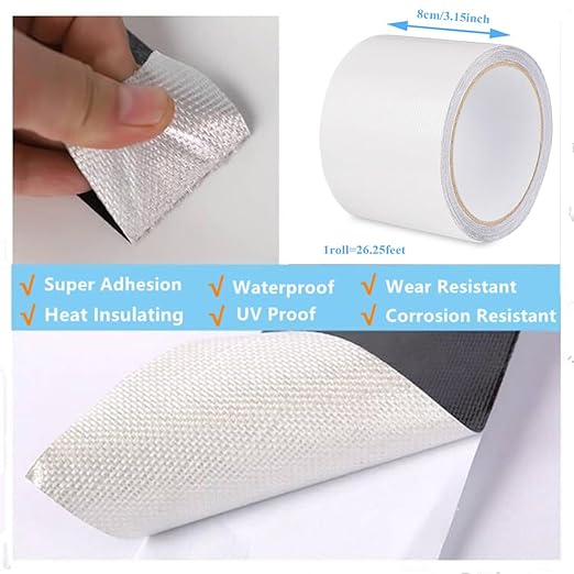 Waterproof Tape Heavy Duty, Tear Resistant Adhesive Tape for Outdoor Repair, Strong Duct Tape for Canvas, Tarp, Tent, Boat Cover, Awning, Vinyl, Plastic - All Weather UV Resistant Patch Kit, White