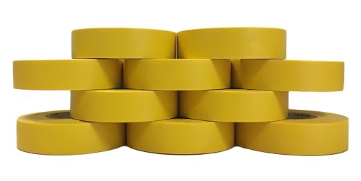 TradeGear Yellow 10 Pack - UL Listed Colored Electrical Tape, 60 ft x 3/4 in, 600V, Flame Retardant, Waterproof, Rubber Adhesive - Phase Marking, Wire ID, Automotive
