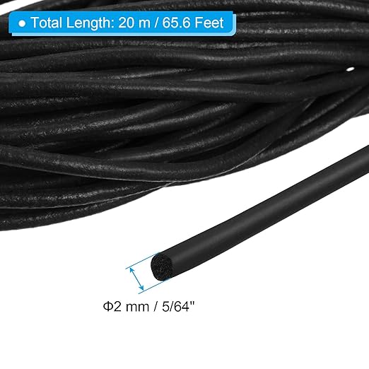 PATIKIL 5/64 Inch x 65.6 Feet Backer Rod, Foam Rope Caulk Crack Joint Filler Roll Seal Weather Strip for Home Construction, Black