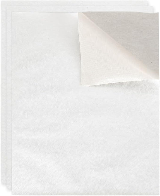 MECCANIXITY 3 Pcs Leather Repair Patch 10"x12" Self-Adhesive Leather Vinyl Repair Tape Kit for Furniture Couches Sofa Chair Car Boat Seats Jackets, White