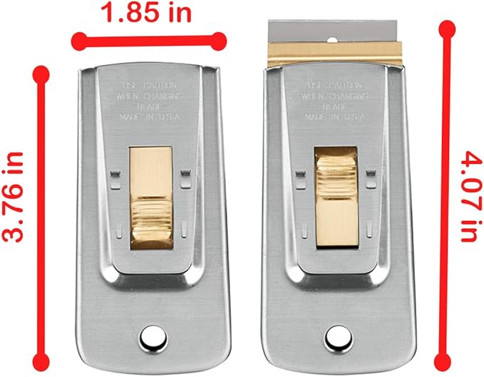 Razor Blade Scraper Tools (Set of 2), Window Scraper, Glass Cooktop Scraper & Paint Scraper, Car Decal, Sticker and Glue Remover Razor Holder with 10 Replaceable Single Edge Blades