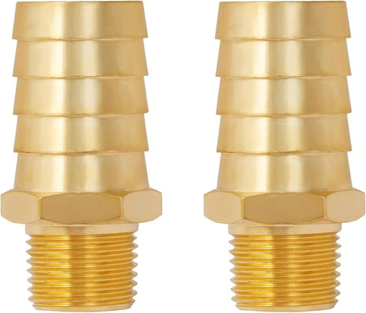 SUNGATOR Hose Barb Fittings 3/4 Inch Barb × 3/8 Inch NPT, Brass Air Hose Fittings, 3/4" to 3/8" NPT Male Air Line Repair Connector Kit, Brass Male Thread Pipe Adapter (2 Pack)