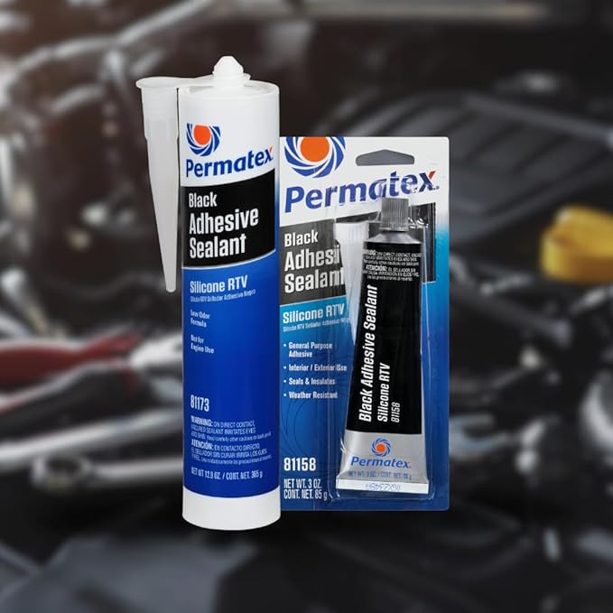 Permatex 81158 Black Silicone Adhesive Sealant, 3 oz. Tube, Pack of 2
