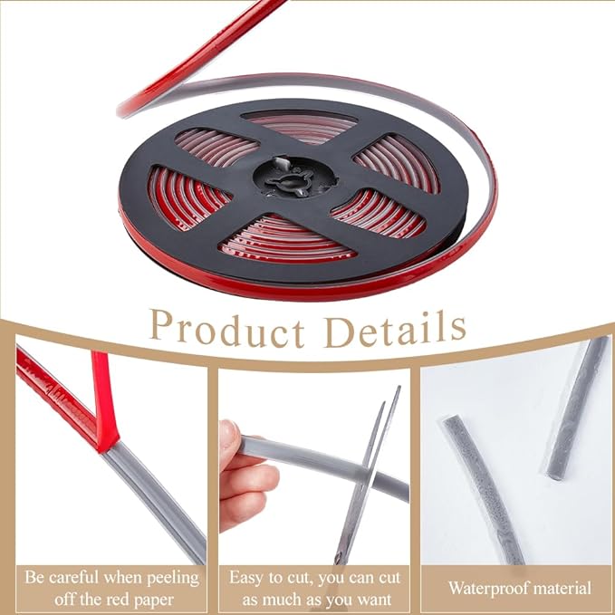 GORGECRAFT 5.5 Yard Caulk Strip 0.3 Inch Self Adhesive Waterproof Caulking Strip Peel and Stick Tape Roll Bathroom Corner Ceramic Tile Caulking Gap Tape for Stove Sink Toilet Bathtub Wall