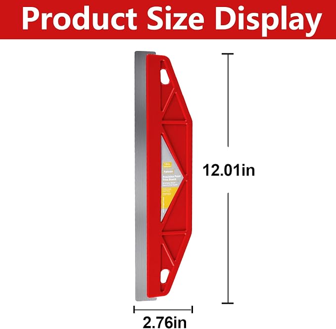 12-Inch Paint Edger & Trim Guard | Stainless Steel Straight Edge Tool | Painters Tape Alternative | Creates Crisp, Clean Pro-Grade Lines on Walls & Ceilings (Red)