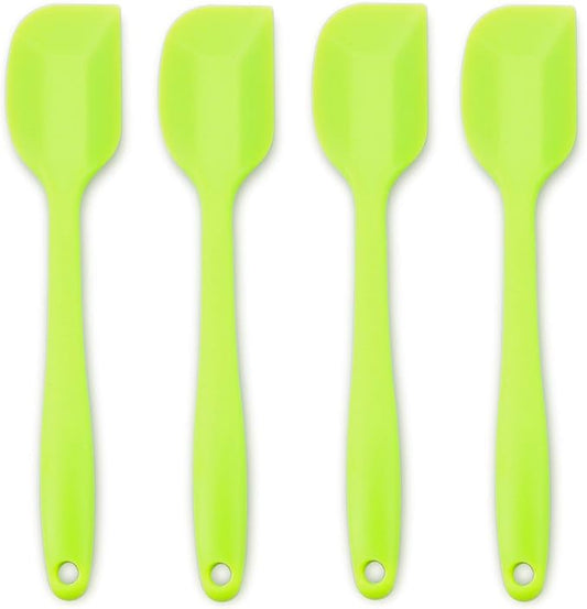 4‑Piece Silicone Spatulas Set Heat Resistant 600°F Seamless Steel‑Core Rubber Spatulas for Nonstick Cookware ALLWIN HOUSEWARE Uniform Length Kitchen Spatulas for Cooking & Baking, Green