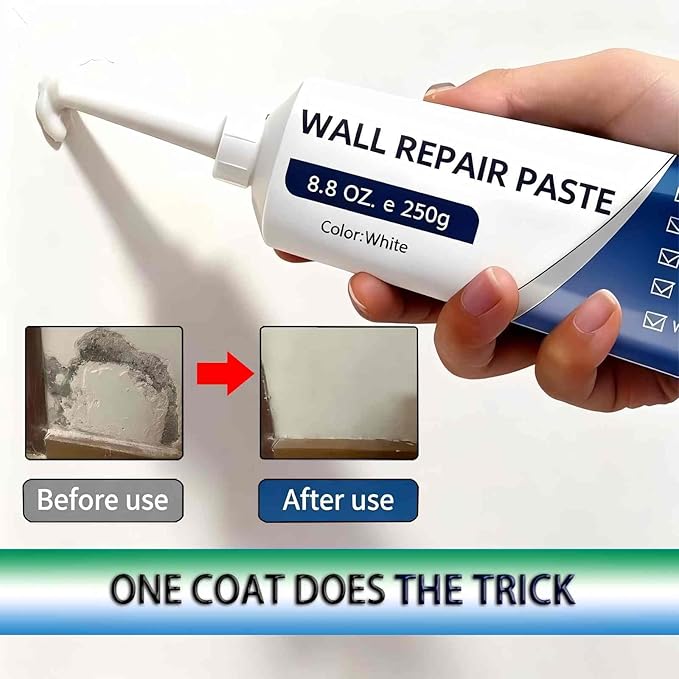 Wall Repair Paste，Drywall Patch Repair Kit with Scraper | Instant Wall Hole Filler & Crack Repair Paste | Quick Fix Sol for Drywall, Tile Gaps, Nail Holes & Small Damage | Drywall Repair Kit