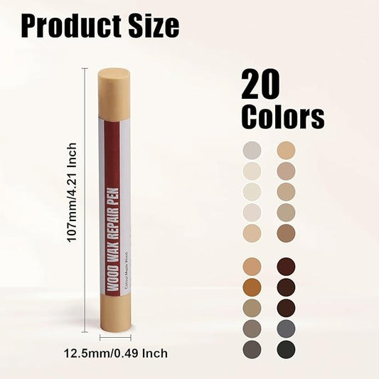 Wood Filler Sticks, 20 Colors Wood Repair Wax Crayons with Scraper, Wood Touch Up Markers for Repairing Scratches, Cracks, Holes in Cabinets, Floors, Tables and Doors[Common Series]