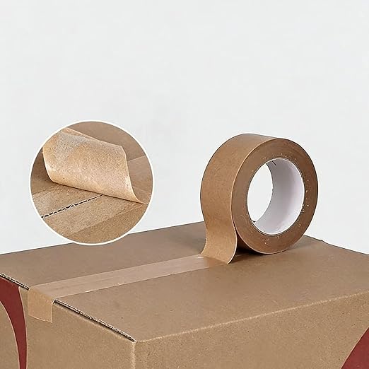 Delphinus Brown Kraft Paper Packing Tape, Waterproof Coated Strong Adhesive, Heavy Duty Brown Packing Tape for Box & Carton Sealing Packaging for Shipping Moving Sealing