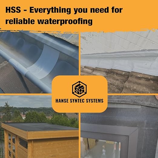 HSS Butyl Sealant Tape R2+ Reinforced EPDM, Strong, Waterproof, airtight, Weather Resistant Seal Tape for Joints, Roofs, Windows, Black, 4 inch x 50 feet