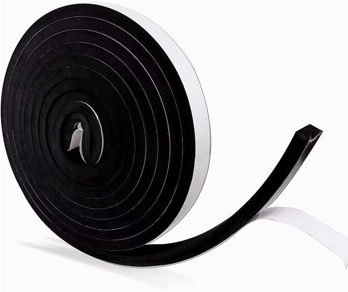 High Density Weather Stripping - 1 Inch Wide x 3/8 Inch Thick, Self-Adhesive Foam Insulation Strip for Door & Window AC, 16.5 Feet