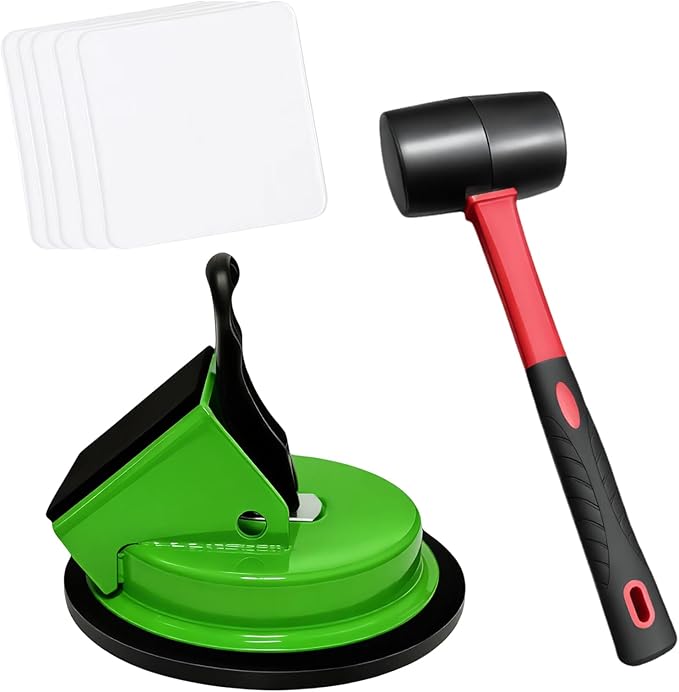 Heavy Duty Floor Gap Fixer Tool – 2026 Upgraded Iron Suction Cup with 45° Striking Surface, Rubber Mallet & 5 Reusable Sticky Pads, Floor Repair Kit for Laminate, Vinyl Plank, Hardwood, LVP, Tile