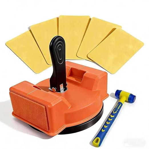 Floor Gap Fixer Kit – Heavy Duty Repair Tool with 180lb Suction Cup, Rubber Mallet & 5 Reusable Pads, Felt-Covered Dual Striking Surface for Laminate, Hardwood & Vinyl Plank Repairs