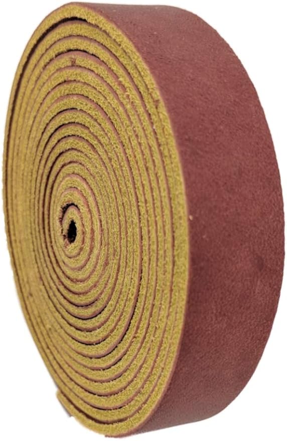 TOFL Genuine Leather Strap | Top Grain Cowhide Strip – Burgundy | 72" L x 5/8" W x 1/16" Thick | Suede Backing | Leather Craft Supplies | Leatherworking & DIY Repair Projects | 4-5 oz