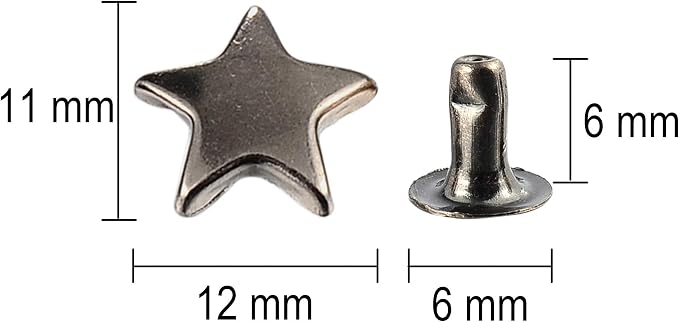 100 Sets 12MM Gun Metal Star Rivets for Leather Star Rivet Studs Garment Rivets Leather Rivets Studs and Spikes for Leather Craft Clothing Bags Belts Dog Collar Shoes DIY Rivets 15/32 Inch