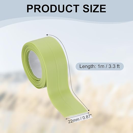 PATIKIL 1" x 3.3 ft Caulk Tape, Caulk Strips PVC Self Adhesive Caulking Tape Waterproof Edge Protectors for Bathroom Accessories Kitchen Countertop, Green