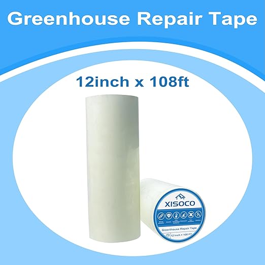 12Inch x 108FT Greenhouse Repair Tape, Greenhouse Tape Heavy Duty Waterproof, UV-Resistant Tent Clear Repair Tape Greenhouse Plastic Sheeting Coverings Film Tape for Sealing and Seaming