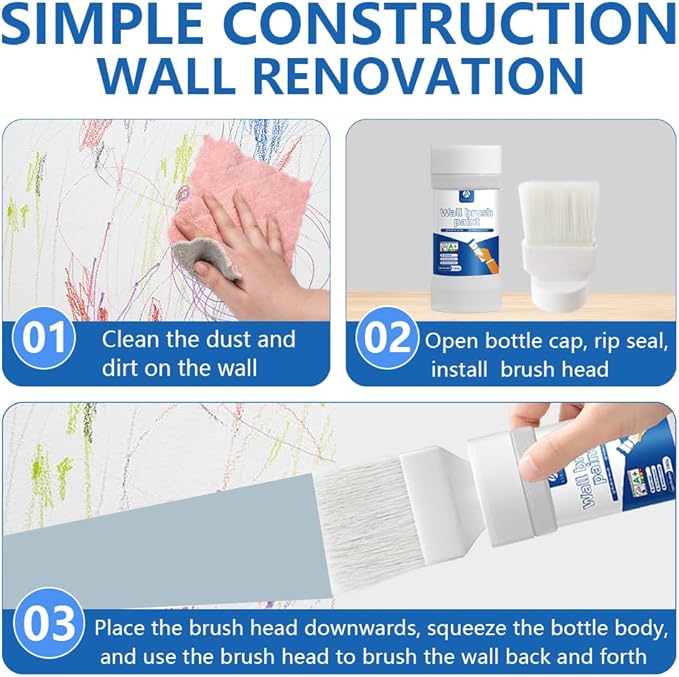 Brush Latex Paint wall Repair Tool (180g, Grayish Blue) Strongly Covers Cracks and Graffiti
