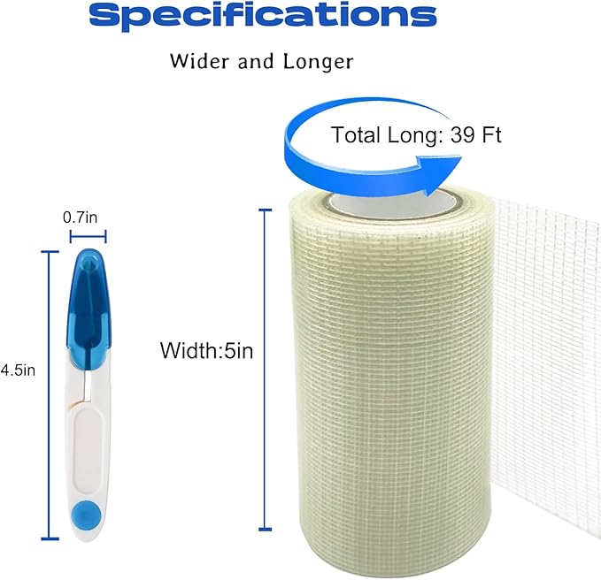 5 in x 39FT RV Awning Repair Tape Kit – Heavy Duty Waterproof Tear Repair Patch for Tarp, Canvas, Tent, Fabric, Canopy, Boat Covers, Sail – Clear Reinforced Fiberglass Repair Tape