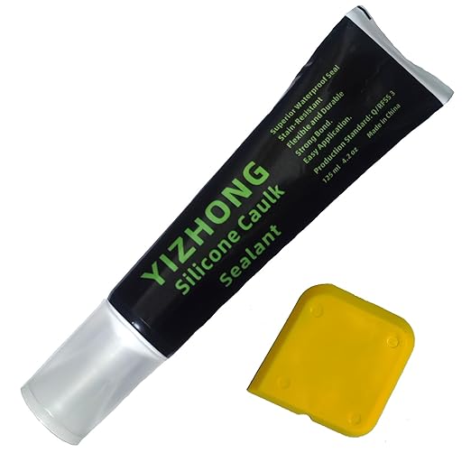 YIZHONG Silicone Sealant Caulk, 4.2 oz Tube for Bathroom & Kitchen, Easy Squeeze & Smooth Application, Low Odor (Clear 125ml)