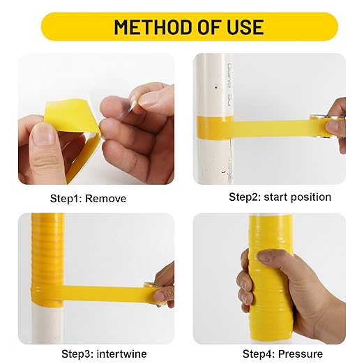 2-Pack Yellow Rubber Splicing Tape (20 Ft Total) - Self Fusing Emergency Repair Tape for Wiring & Marking - Non-Slip Silicone Grip for Handlebars - Easy-Peel Liner, 1 Inch x 10 Feet